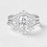 Oval Cut Side Accent Moissanite Gift Bridal Set For Women