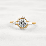 Round Cut Moissanite Fancy Style Engagement Ring