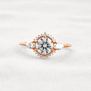 Round Cut Moissanite Fancy Style Engagement Ring