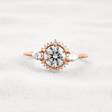 Round Cut Moissanite Fancy Style Engagement Ring