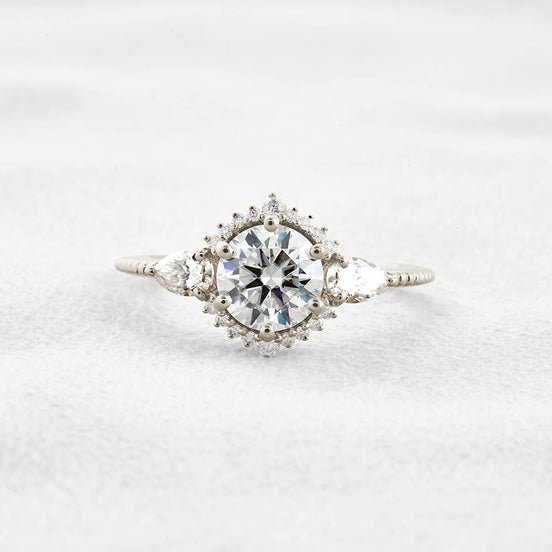 Round Cut Moissanite Fancy Style Engagement Ring