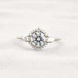 Round Cut Moissanite Fancy Style Engagement Ring