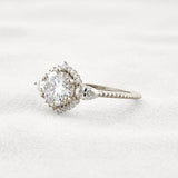 Round Cut Moissanite Fancy Style Engagement Ring