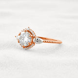 Round Cut Moissanite Fancy Style Engagement Ring