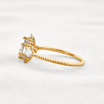 Round Cut Moissanite Fancy Style Engagement Ring