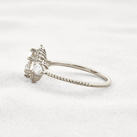 Round Cut Moissanite Fancy Style Engagement Ring