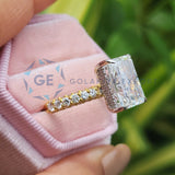 Lab Created Diamond Ring Radiant Cut Double Hidden Halo Ring