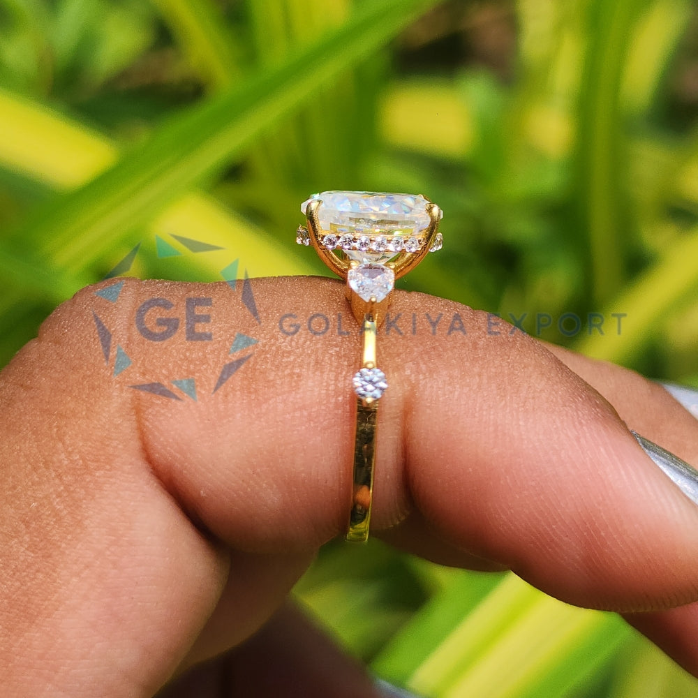 14K Yellow Gold Oval Cut Hidden Halo Ring
