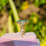 Green Marquise Cut Yellow Gold Vintage Ring