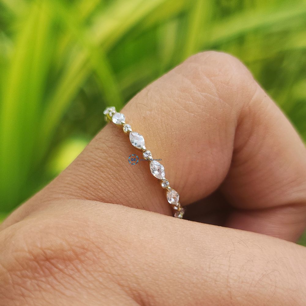 Marquise & Round Cut Lab Grown Diamond Full Eternity Band