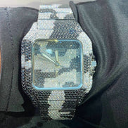 Black & White Army Design Dual Tone Moissanite Men's Watch