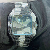 Black & White Army Design Dual Tone Moissanite Men's Watch
