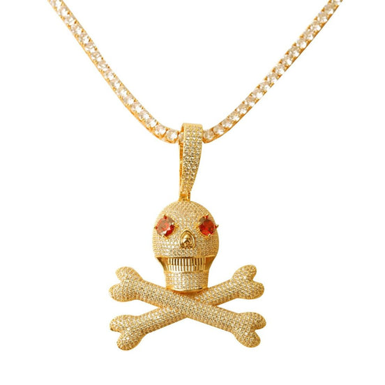 Hip Hop Skull and Bones Moissanite Diamond Pendant
