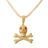 Hip Hop Skull and Bones Moissanite Diamond Pendant