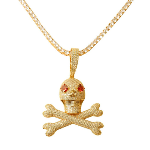 Hip Hop Skull and Bones Moissanite Diamond Pendant