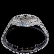 Chrono Back Stick Dial Fully Iced Out Wrist Watch