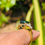 Green 4CT Emerald Cut Seven Stone Lab Grown Diamond Ring