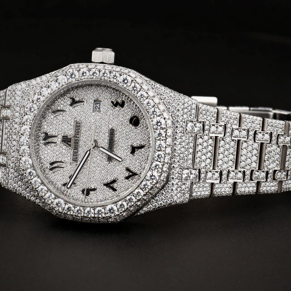 Arabic Numeric Moissanite Automatic Wrist Watch