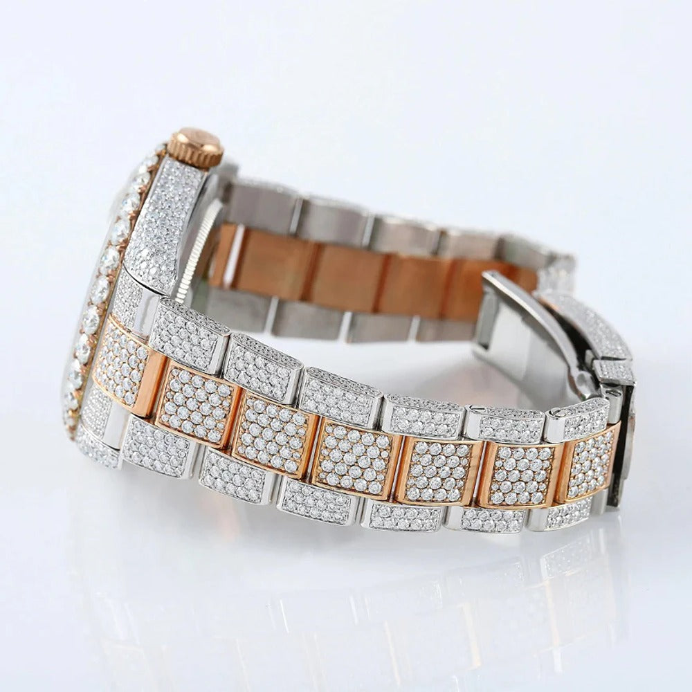 Arabic Dial Dual Tone Automatic Moissanite Watch For Men