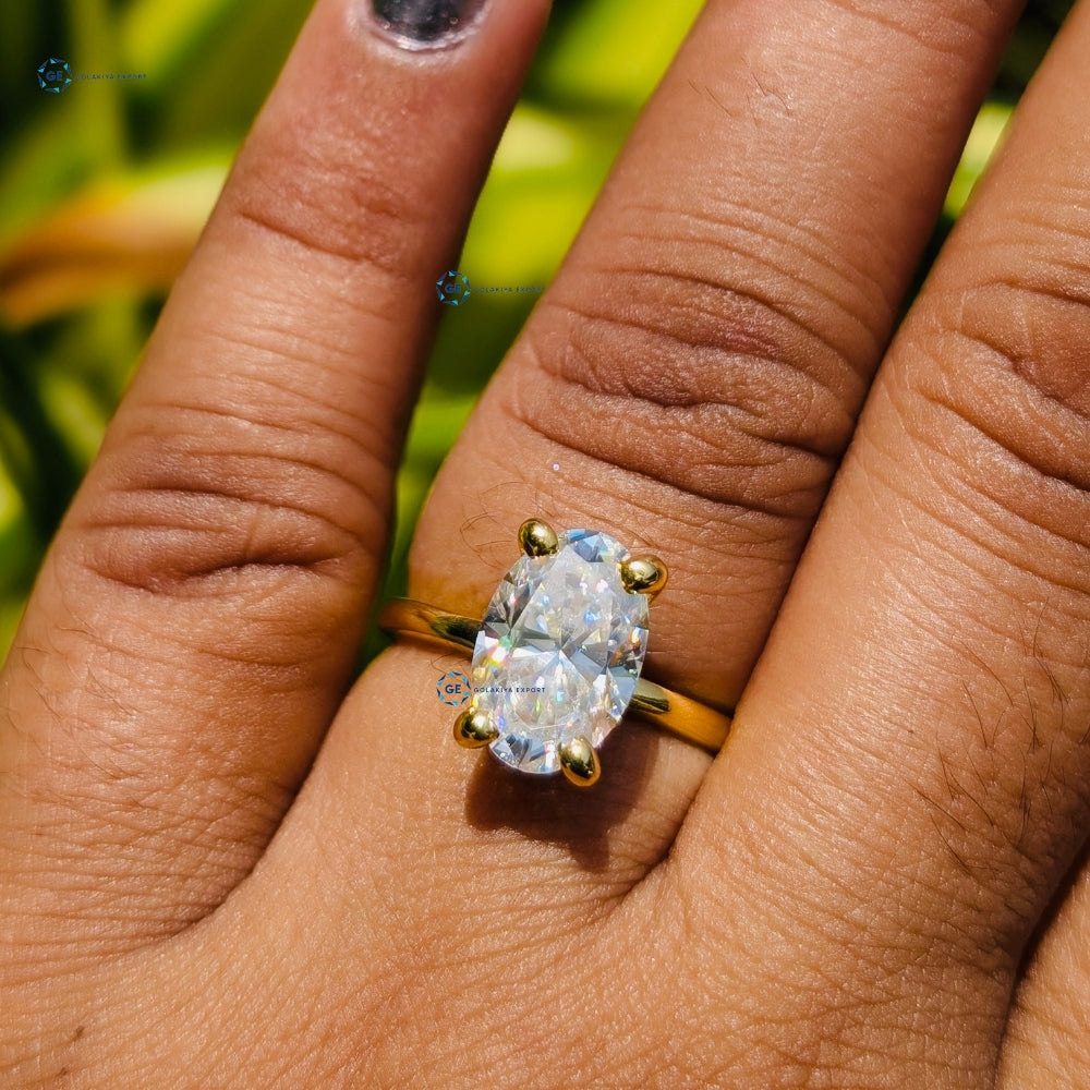 Oval Cut Lab Grown Diamond Hidden Halo Wedding Ring