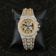 Dual Tone Chrono Dial Handmade Hip Hop Moissanite Watch