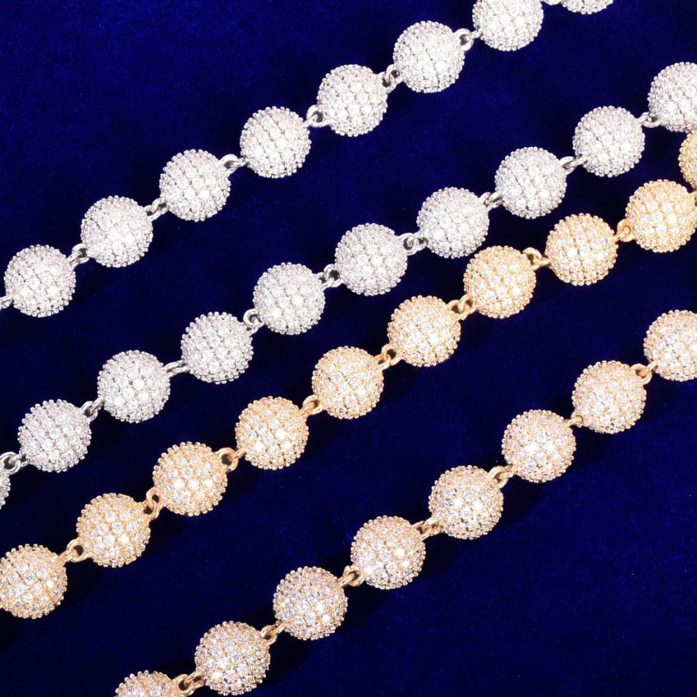 Moissanite Diamond Ball Link Chain For Men's