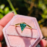 Green Kite Cut Yellow Gold Solitaire Engagement Ring