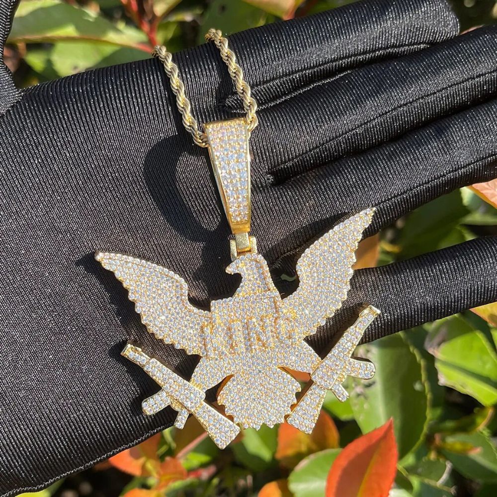 Men's Iced Out Eagle Gang Pendant Moissanite Pendant