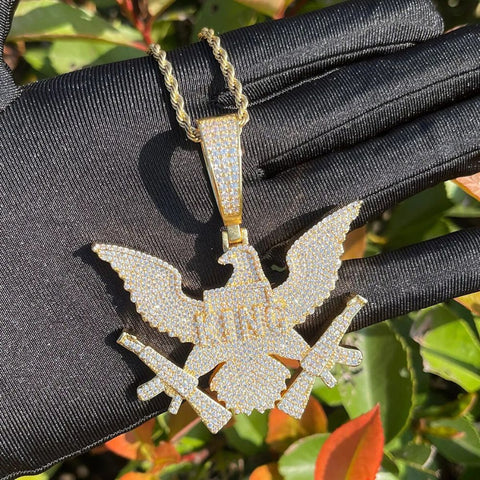 Men's Iced Out Eagle Gang Pendant Moissanite Pendant