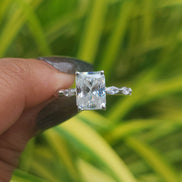 Radiant Cut Lab Grown Engagement Ring White Gold Wedding Ring