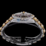 Dual Tone Bust Down Moissanite Luxury Skull Hip Hop Watch
