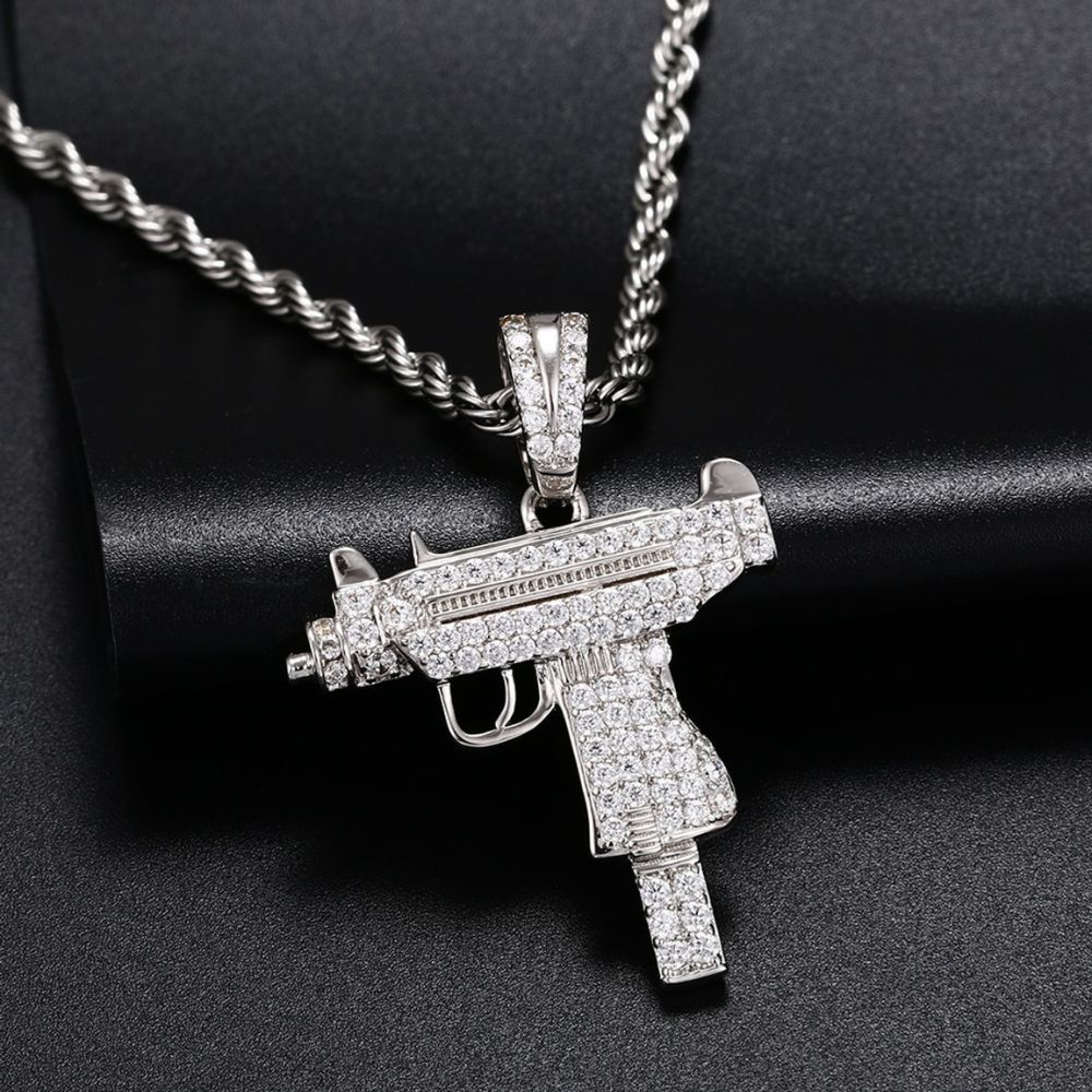 VVS1 Clarity Moissanite Diamond Gun Pendant For Men's