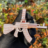 Iced Out Moissanite AK 47 Hip Hop Silver Pendant