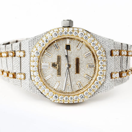 Baguette Stick Moissanite Diamond Dual Tone Watch
