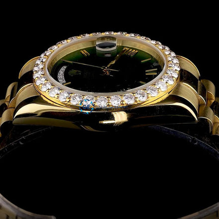 Moissanite Green Dial Stainless Steel Date Just Watch