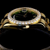 Moissanite Green Dial Stainless Steel Date Just Watch