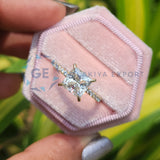 14K Yellow Gold Hidden Halo Princess Cut  Engagement Ring