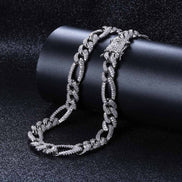 925 Sterling Silver Figaro Link Moissanite Chain