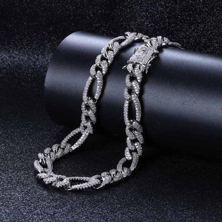 925 Sterling Silver Figaro Link Moissanite Chain