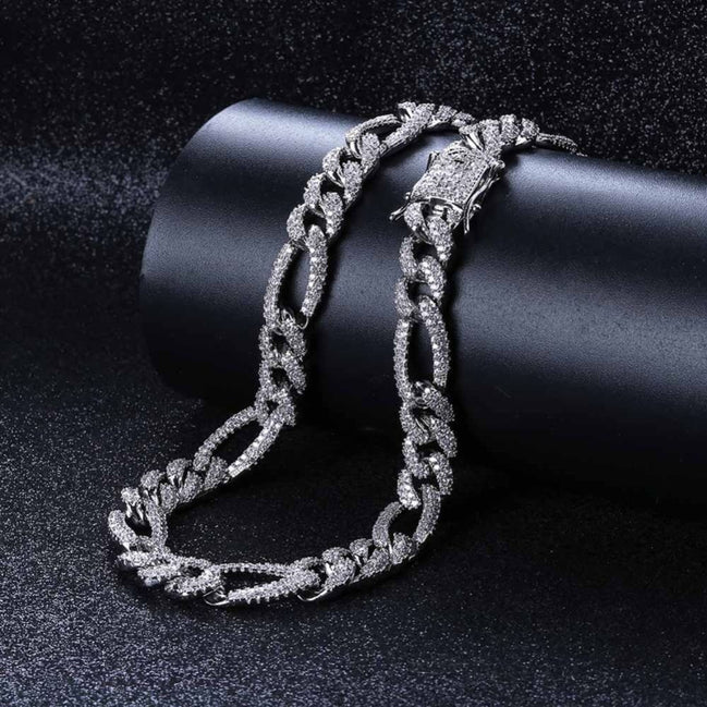 925 Sterling Silver Figaro Link Moissanite Chain