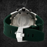 Moissanite Diamond Iced Out Rubber Strap Watch For Men's