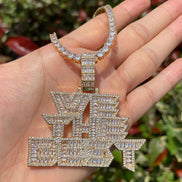 Baguette Cut Moissanite Diamond Silver Necklace