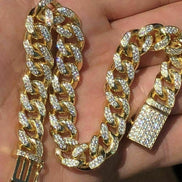 Yellow Tone Cuban Link Moissanite Bracelet