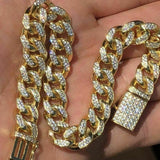Yellow Tone Cuban Link Moissanite Bracelet