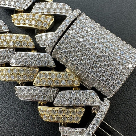 Dual Tone Cuban Link Moissanite Diamond Bracelet