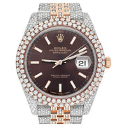 Dual Tone Brown Dial Datejust Iced Out Moissanite Watch