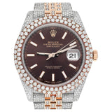Dual Tone Brown Dial Datejust Iced Out Moissanite Watch