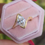 Half Bezel Set Marquise Cut Solitaire Lab Grown Diamond Ring