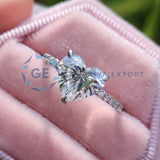 Pave Set Heart Cut Lab Grown Diamond Wedding Ring