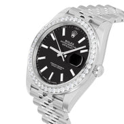 Black Color Dial Stainless Steel Moissanite Watch Gift For men's